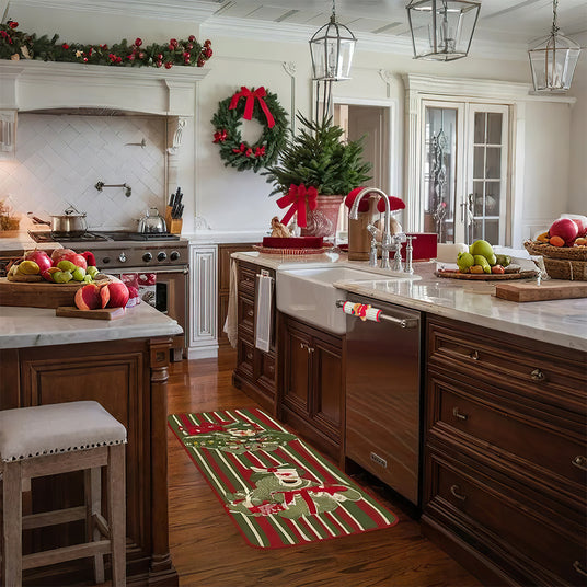 Christmas Gingerbread Man Handle Covers Set On The Fitted Oven 081440