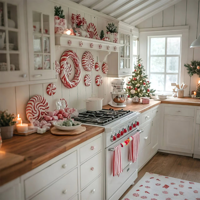 Christmas Gingerbread Man Handle Covers Set On The Oven Besides The Towel 081440