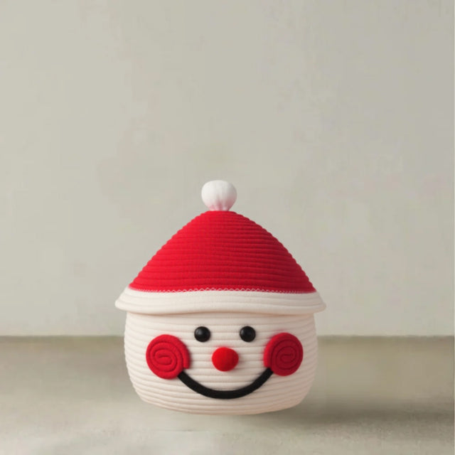 Christmas Snowman Woven Storage Baskets Cotton Rope Desktop Organizer 090430