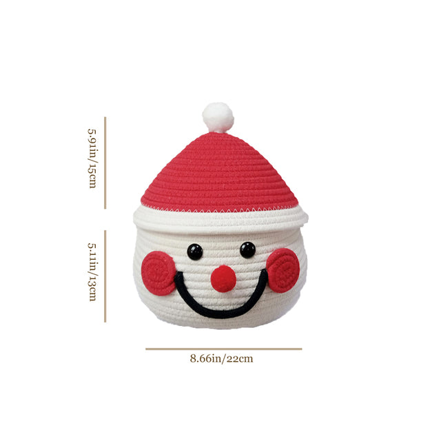 Christmas Snowman Woven Storage Baskets Cotton Rope Desktop Organizer Size Chart 090430