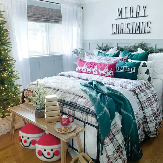 Christmas Snowman Woven Storage Baskets Cotton Rope Desktop Organizer Under The Bench 090430