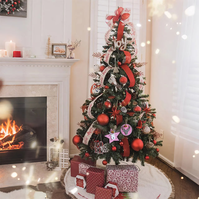 Christmas Tree Pink Wooden Christmas Deer Pet Pendant On The Christmas Tree 081341