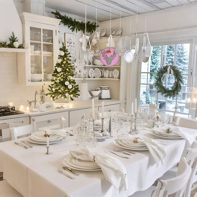 Christmas Tree Pink Wooden Christmas Deer Pet Pendant On The Roof 081341