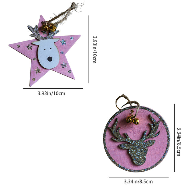 Christmas Tree Pink Wooden Christmas Deer Pet Pendant Size Chart 081341