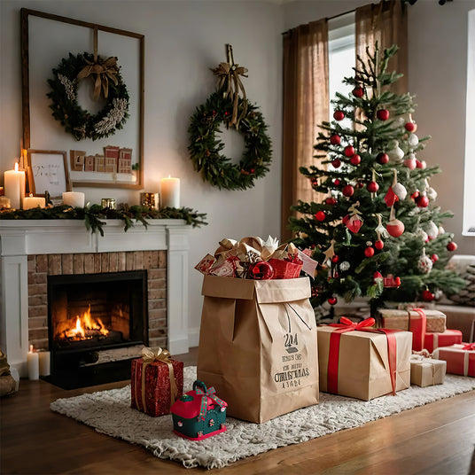 Christmas home-shaped storage gift box with gifts