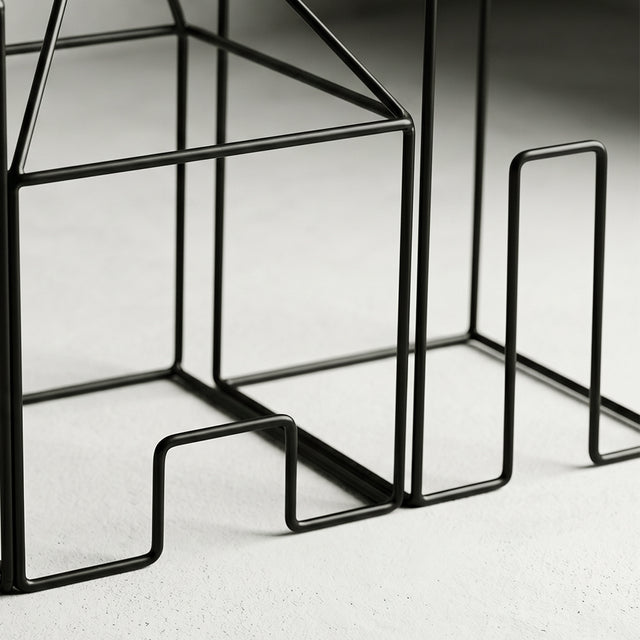 Closeup L metal wire house