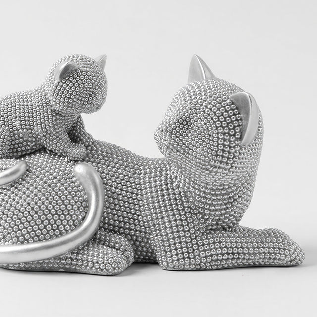 Closeup back view grey knit texture cats