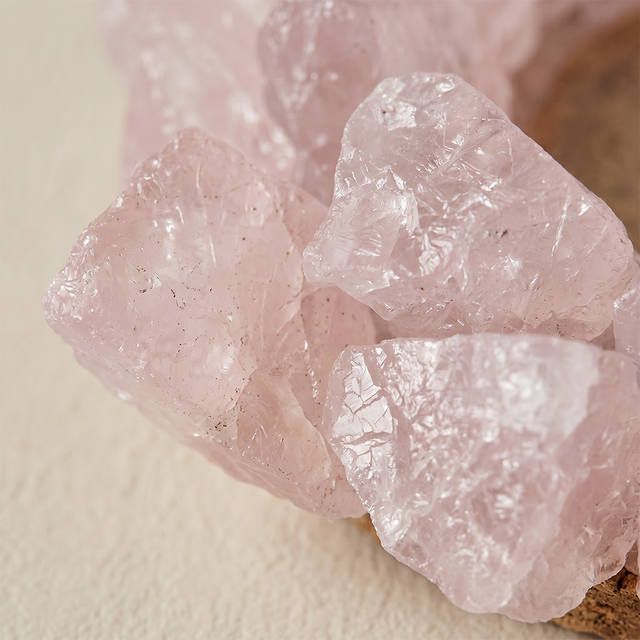 Closeup pink quartz crystal texture
