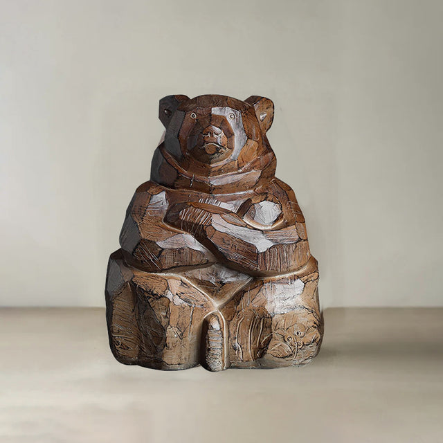 Collector Edition Hokkaido Craftsmanship Entryway Decorative Ornament - Guardian Bear Wood Carving