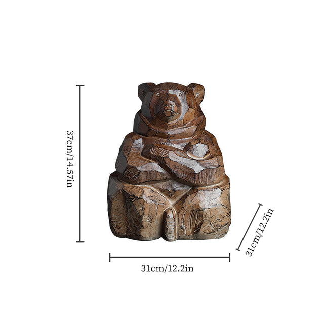 Collector Edition Hokkaido Craftsmanship Entryway Decorative Ornament - Guardian Bear Wood Carving Size Chart