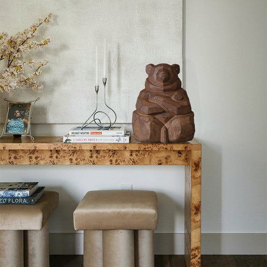 Collector Edition Hokkaido Craftsmanship Entryway Decorative Ornament - Guardian Bear Wood Carving on the Shelf