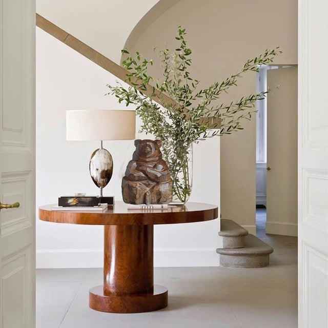 Collector Edition Hokkaido Craftsmanship Entryway Decorative Ornament - Guardian Bear Wood Carving on the Table