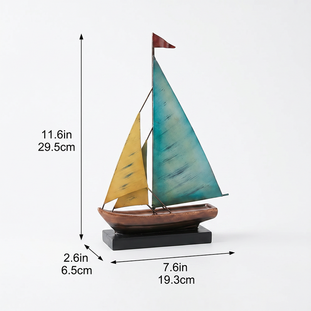 Handcrafted Metal Sailboat Sculpture, Coastal Nautical Decor, Shelf, Mantel & Desk Accent