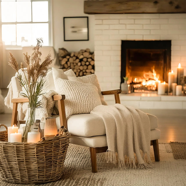 Comfortable Premium Textured Knit Blanket Khaki on the Sofa