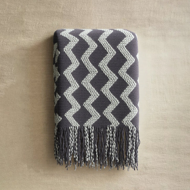 Comfortable Premium Textured Knit Blanket Navy Blue
