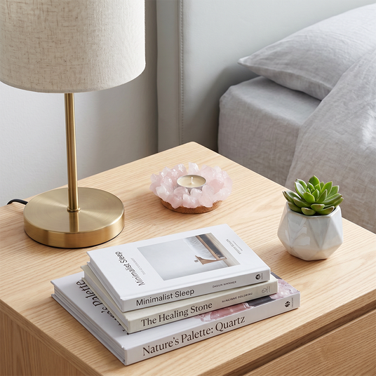 Crystal tray on bedside nightstand