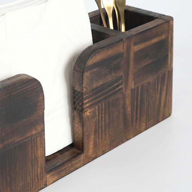 Cutlery and napkin wood organizer
