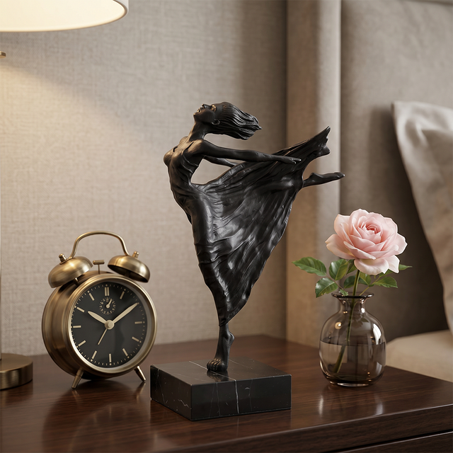 Dance figurine on bedroom nightstand