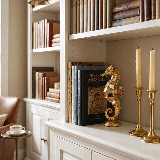 Decor placed inside bookcase