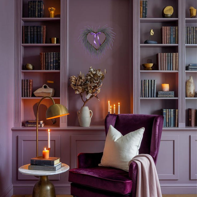 Decorative Heart Lavender Wreath Wall Door Hanger Indoor