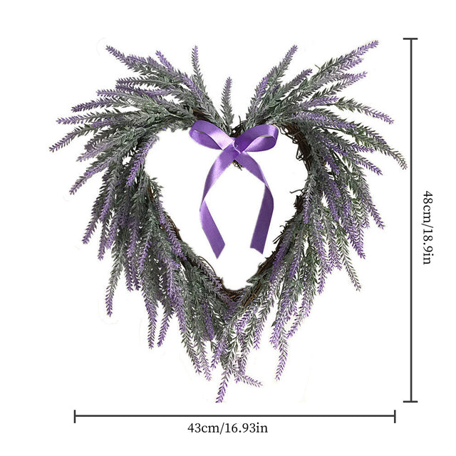 Decorative Heart Lavender Wreath Wall Door Hanger Size Chart