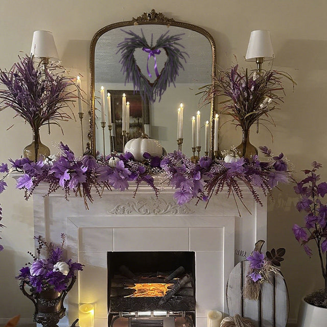 Decorative Heart Lavender Wreath Wall Door Hanger on the Wall