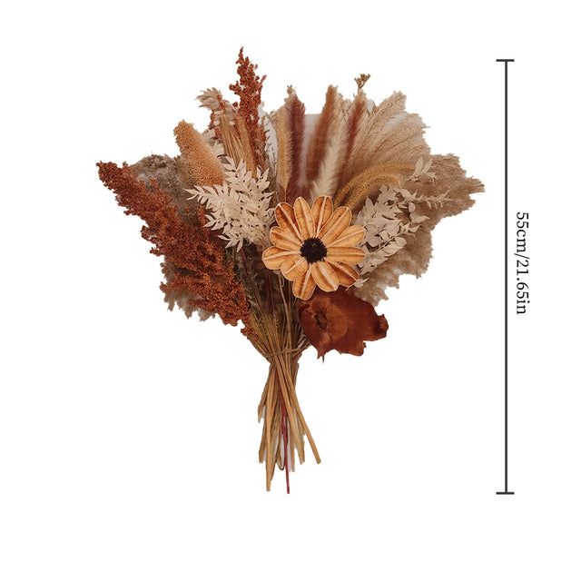 Decorative Natural Dried Flower Bouquet with Pampas Grass Size Chart 091043