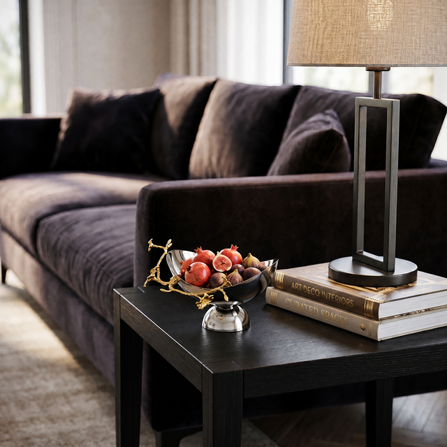 Decorative bowl on living side table