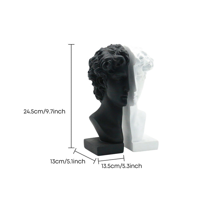 Dimension marked classical bust bookend set