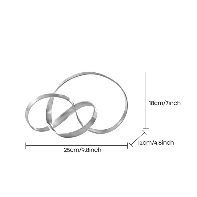 Dimension marked interlocking rings decor statue
