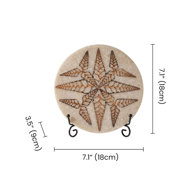 Dimension marked leaf pattern stone decor plate