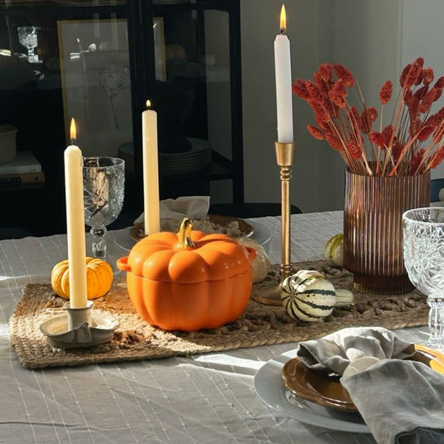 Double Eared Pumpkin with Lid Home Ceramic Baking Bowl Between The Candles 081235