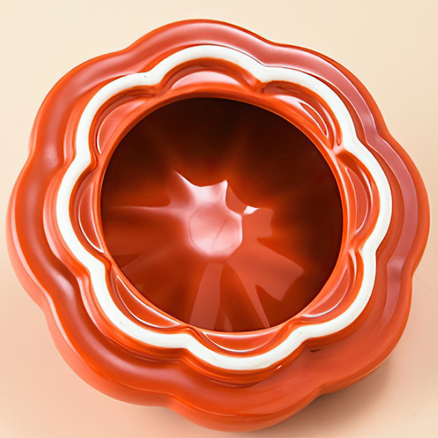 Double Eared Pumpkin with Lid Home Ceramic Baking Bowl Details 2 081235