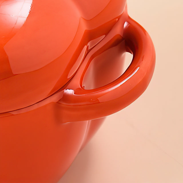 Double Eared Pumpkin with Lid Home Ceramic Baking Bowl Details 3 081235