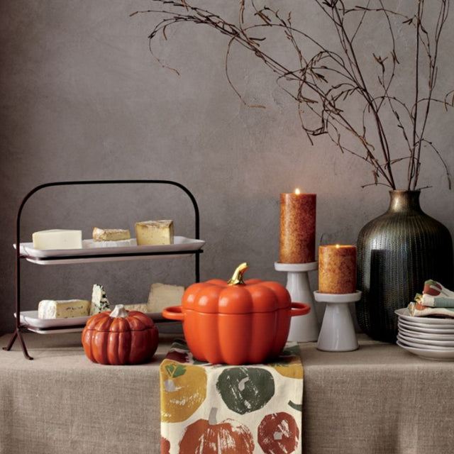 Double Eared Pumpkin with Lid Home Ceramic Baking Bowl On The Table Runner 081235