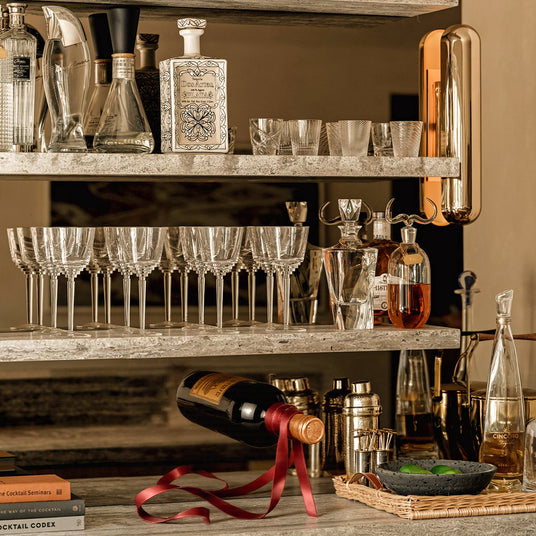 Elegant Floating Metal Ribbon Wine Rack Creative Balancing Sculpture for Modern Home Office Decor Beneath The Floating Shelf 090928