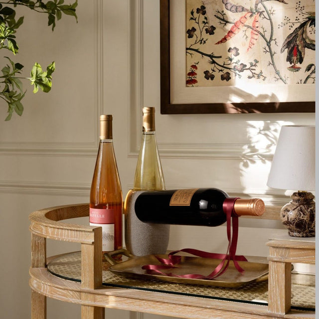 Elegant Floating Metal Ribbon Wine Rack Creative Balancing Sculpture for Modern Home Office Decor On The Tray 090928