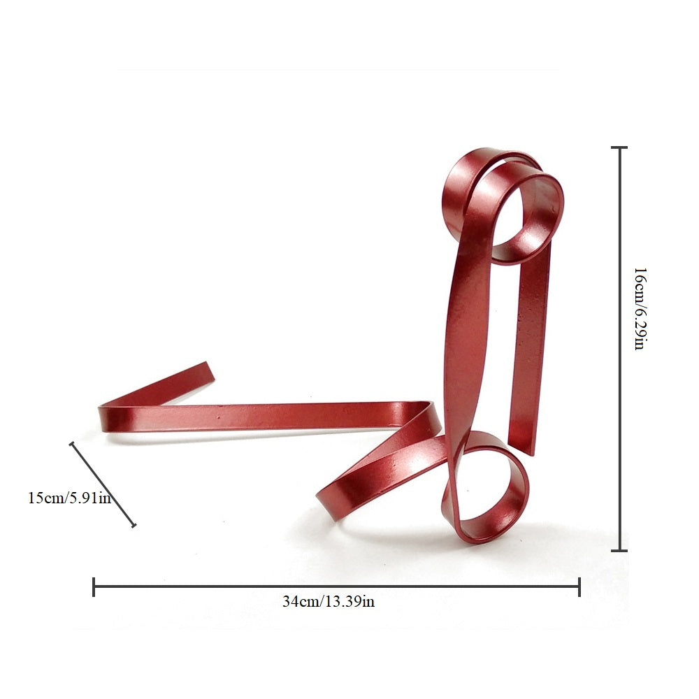 Elegant Floating Metal Ribbon Wine Rack Creative Balancing Sculpture for Modern Home Office Decor Size Chart 090928