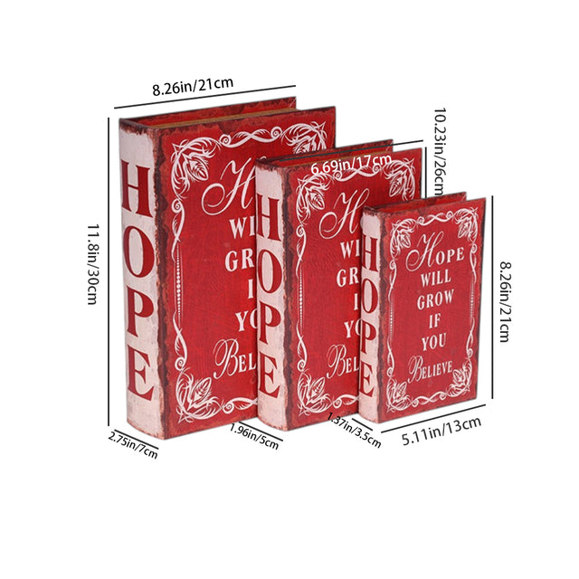 Faux Book Storage Box Distressed Leather Look with Secret Compartment Size Chart 081118