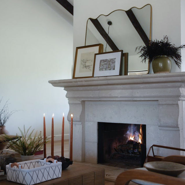 Felt Fabric Wooden Handle Desktop Organizer Basket in the Living Room