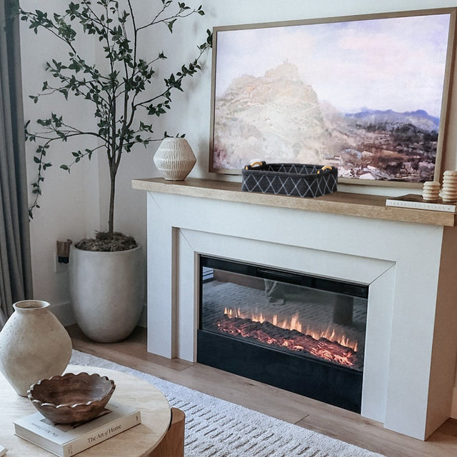 Felt Fabric Wooden Handle Desktop Organizer Basket on the Shelf