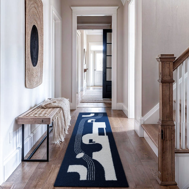 Flocked Velvet Rug Foldable Machine Washable Carpet In Front of Staircase 090431