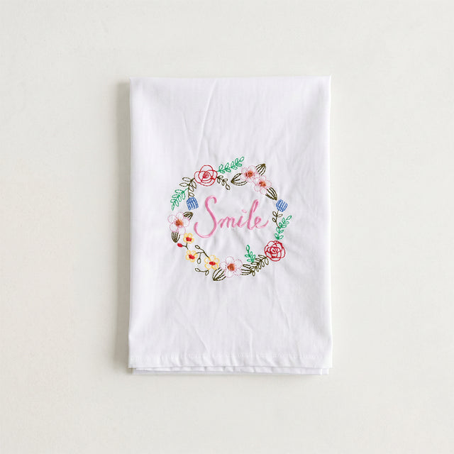 Floral circle embroidered table napkin