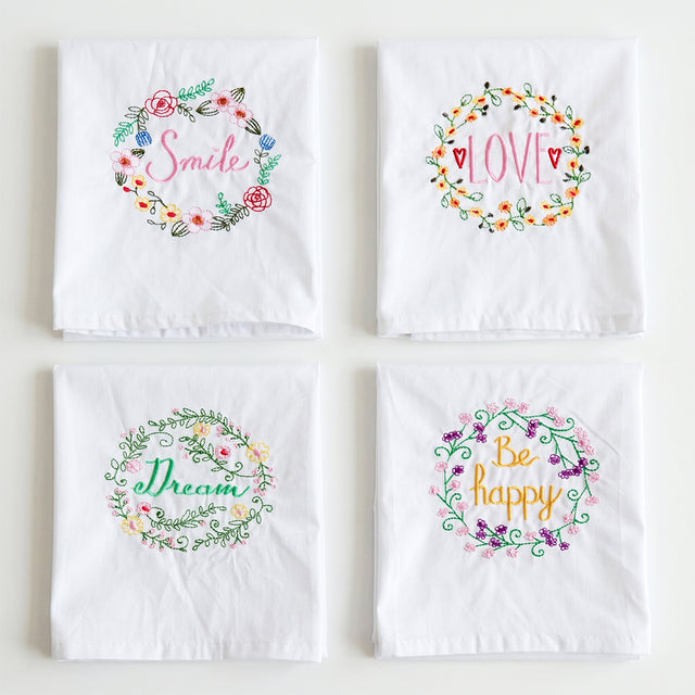Four styles embroidered napkins