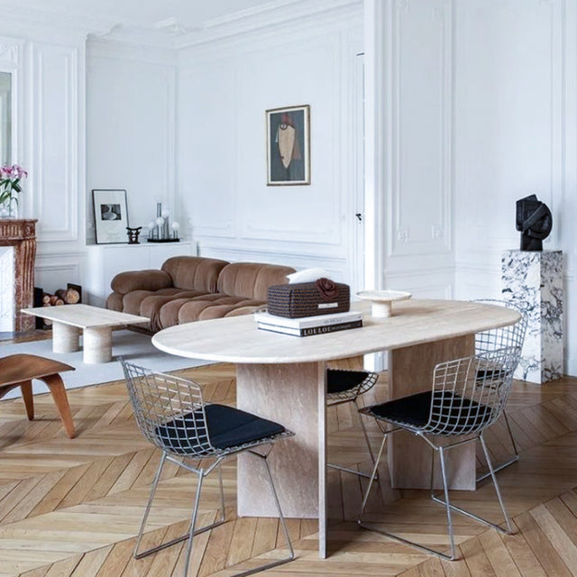 French Luxury Camellia-Adorned Woven Pattern Tabletop Tissue Holder in Dining Room