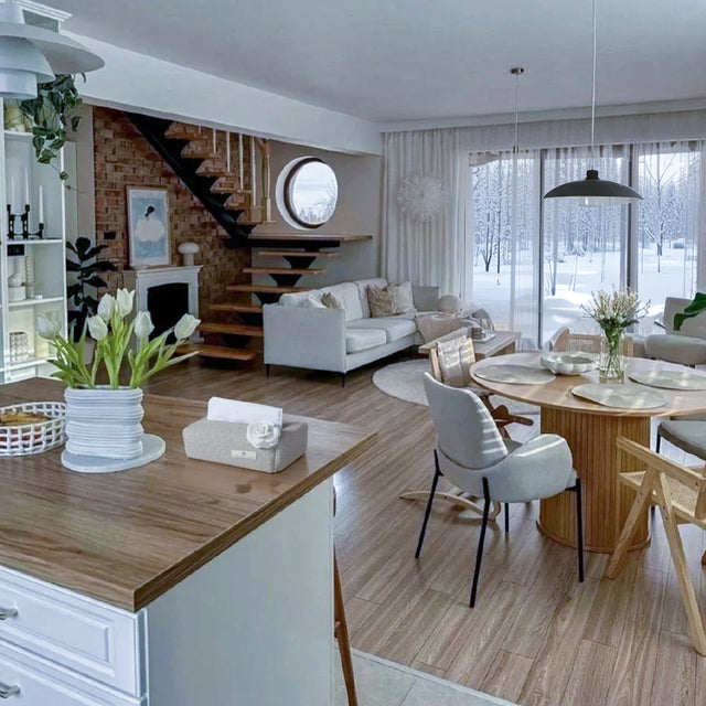 French Luxury Camellia-Adorned Woven Pattern Tabletop Tissue Holder in Kitchen