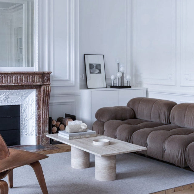 French Luxury Camellia-Adorned Woven Pattern Tabletop Tissue Holder in Living Room