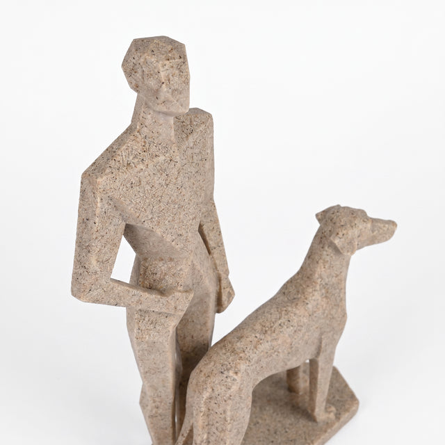 Geometric Man And Dog Close Up