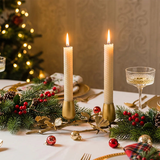 Ginkgo Candle Holder With Christmas Decor