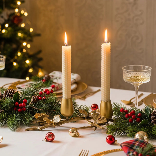 Ginkgo Candle Holder With Christmas Decor